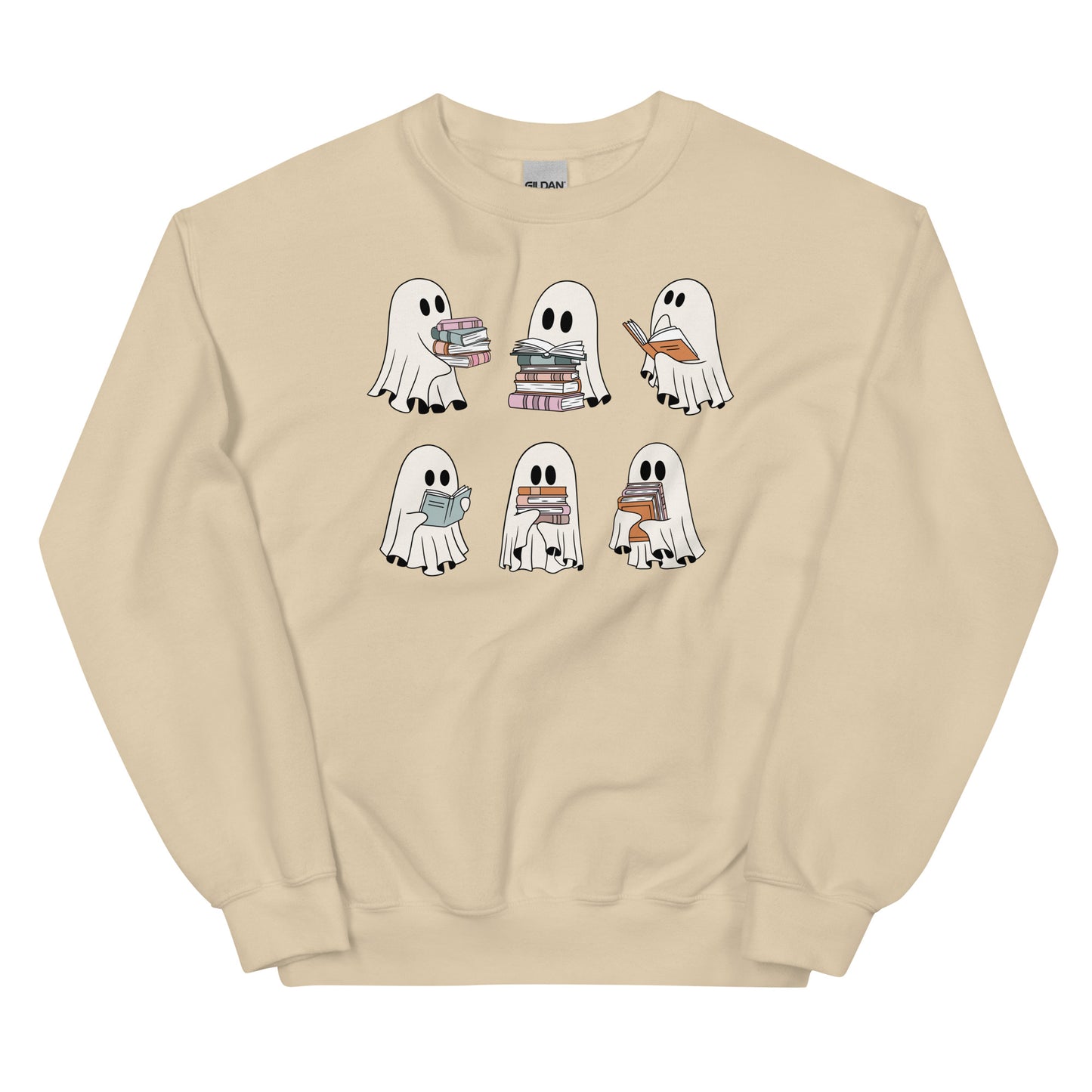 Cute Ghost Reading Halloween Book Lover Unisex Sweatshirt