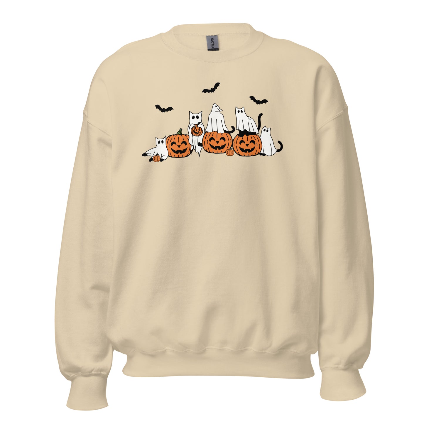 Ghost Cats with Pumpkins Halloween Unisex Sweatshirt