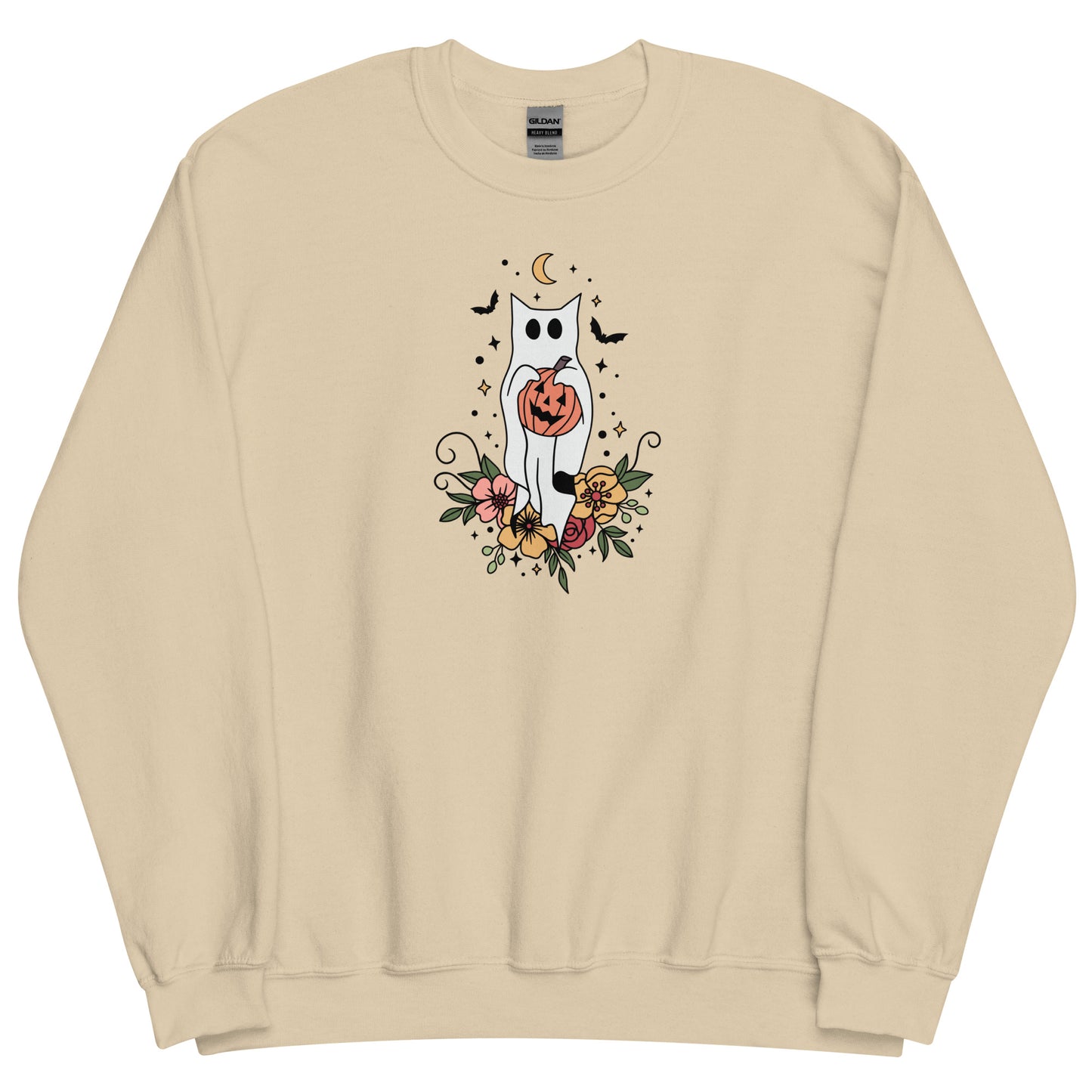 Floral Cat Ghost Halloween Unisex Sweatshirt