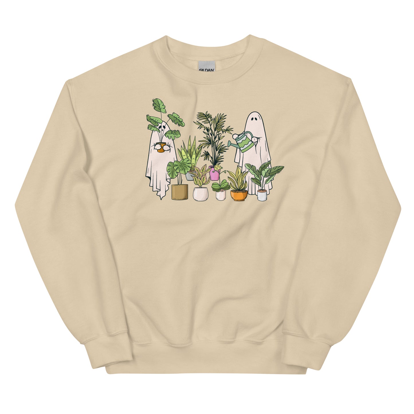 Ghostly Green Thumbs: Ghost Plant Lovers Watering House Plants Unisex Sweatshirt