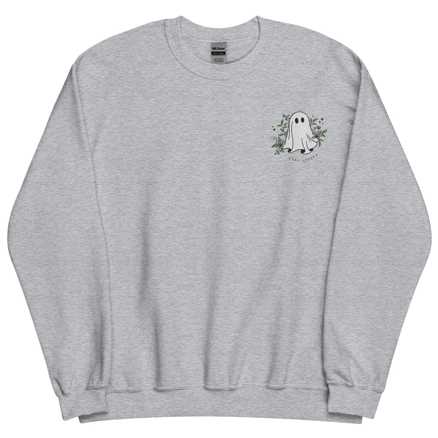 Embroidered Floral Ghost Stay Spooky Halloween Unisex Sweatshirt