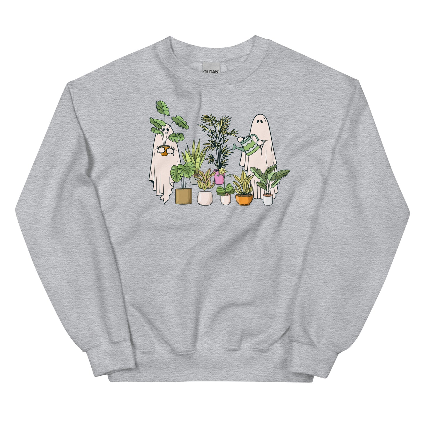 Ghostly Green Thumbs: Ghost Plant Lovers Watering House Plants Unisex Sweatshirt