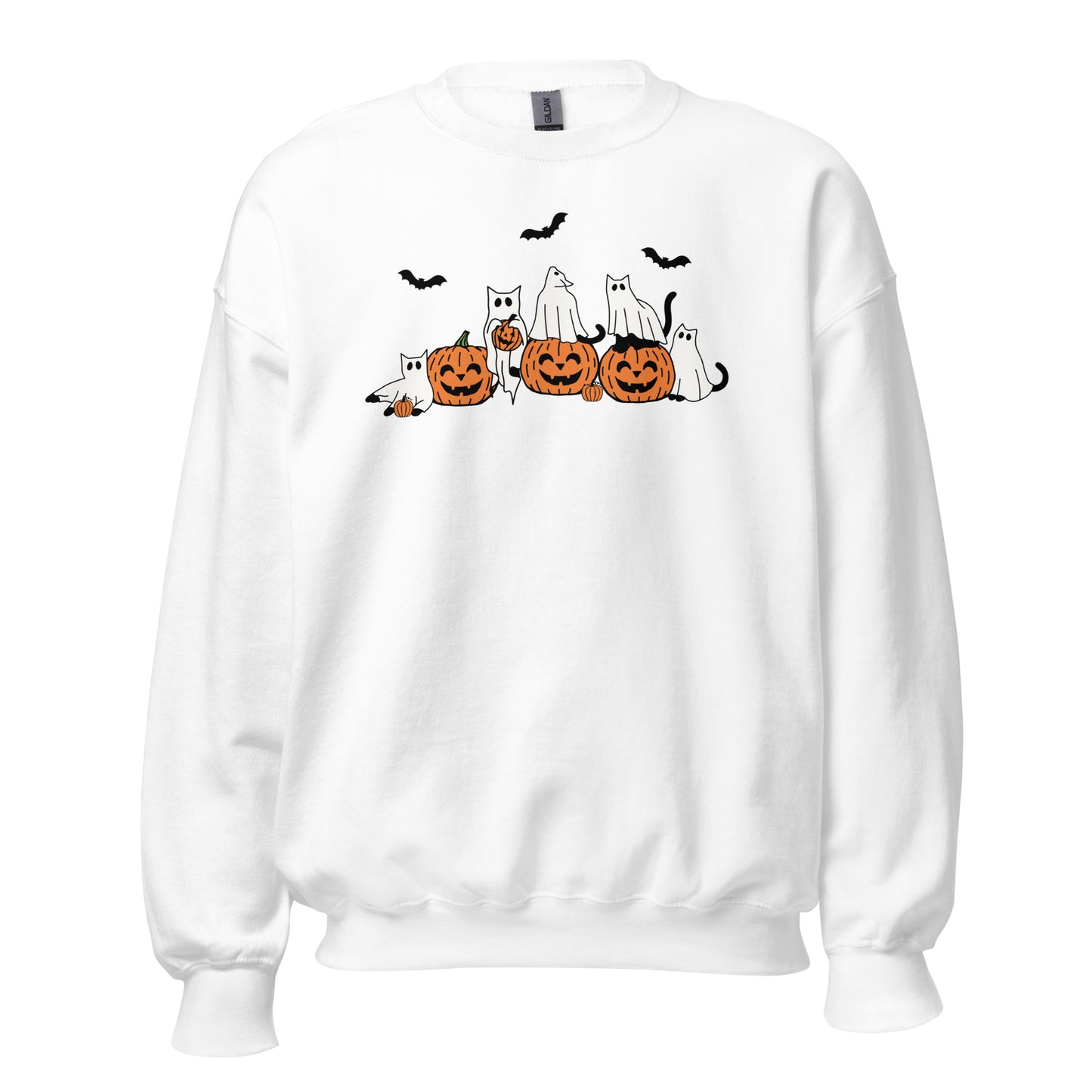 Ghost Cats with Pumpkins Halloween Unisex Sweatshirt