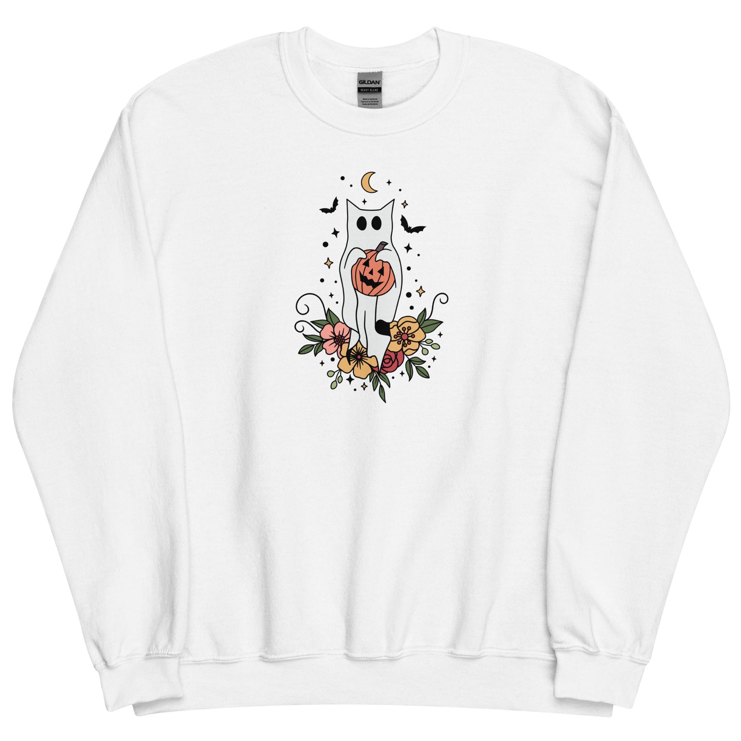 Floral Cat Ghost Halloween Unisex Sweatshirt