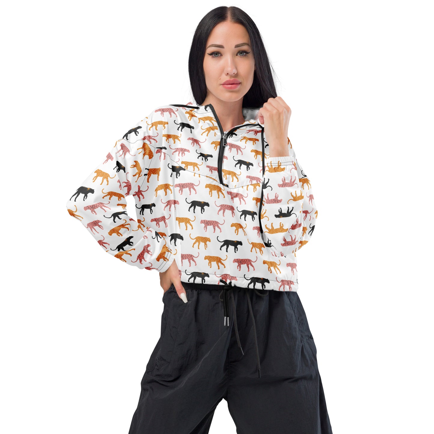 Colorful Cats Women’s Cropped Windbreaker